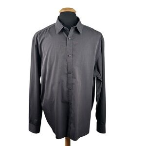 Untuckit Mens Gray Classic‎ Business Casual Button Down Long.Sleeve Shirt XXL